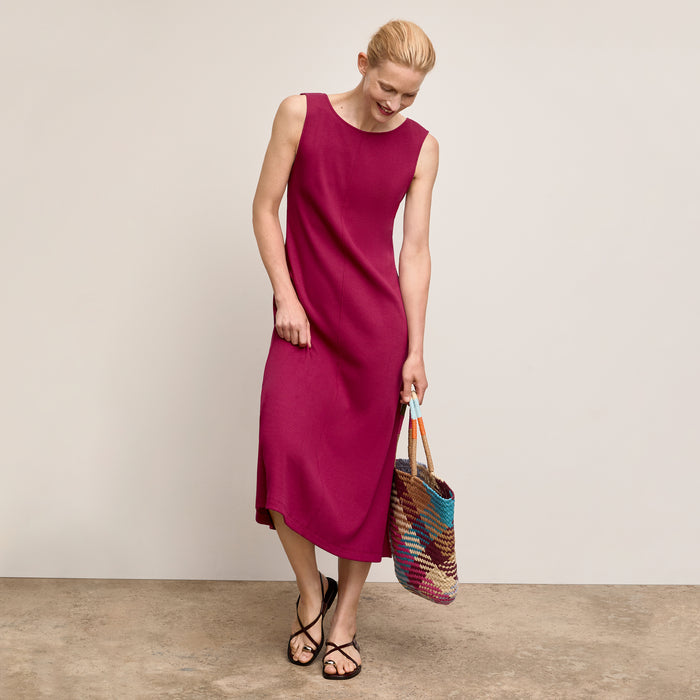 Front image of a woman wearing The Milano Dress - Ribbed Pima Modal :: Dark Fuschia