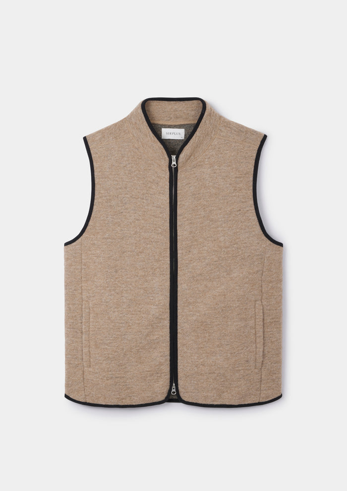Milk Tea Boiled Wool Gilet, Gilet - SIRPLUS