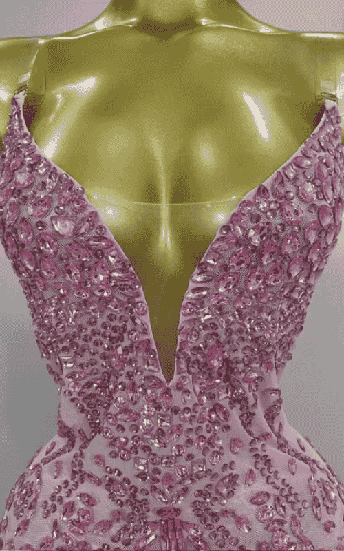 Mina Sparkly Rhinestone Tassel Pink Bodysuit