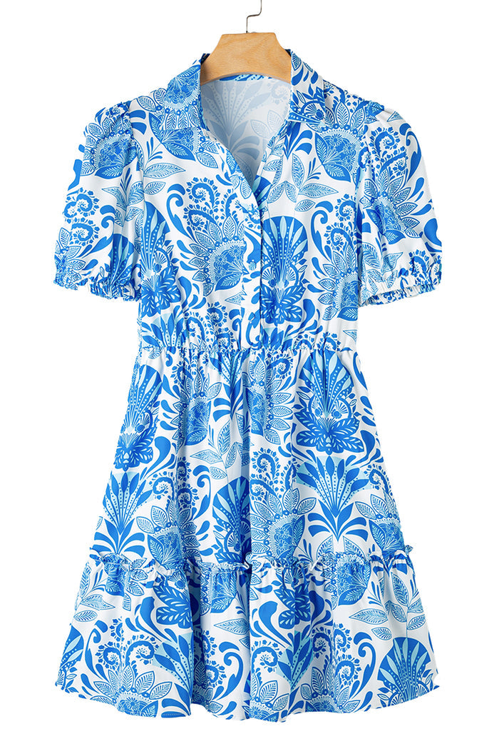 Mini-robe à volants à la taille avec cordon de serrage *