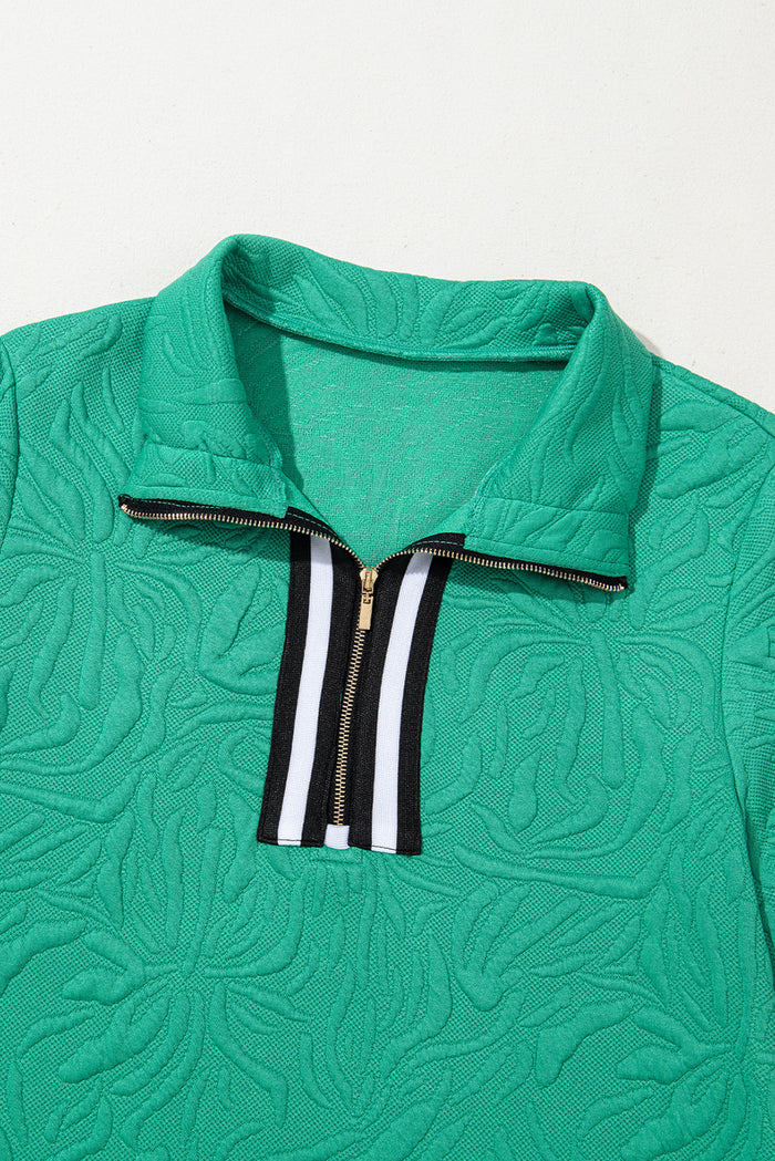 Mini-robe droite en jacquard texturé avec fermeture éclair sur un quart et vert d'eau