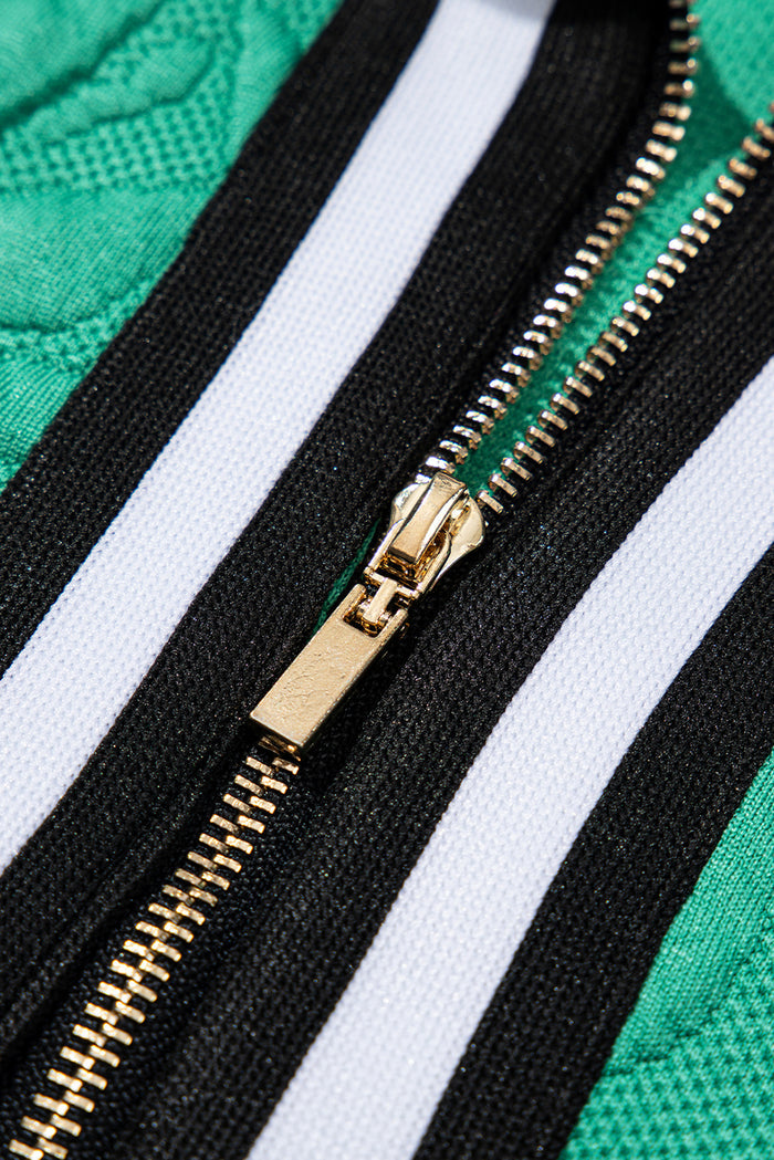 Mini-robe droite en jacquard texturé avec fermeture éclair sur un quart et vert d'eau