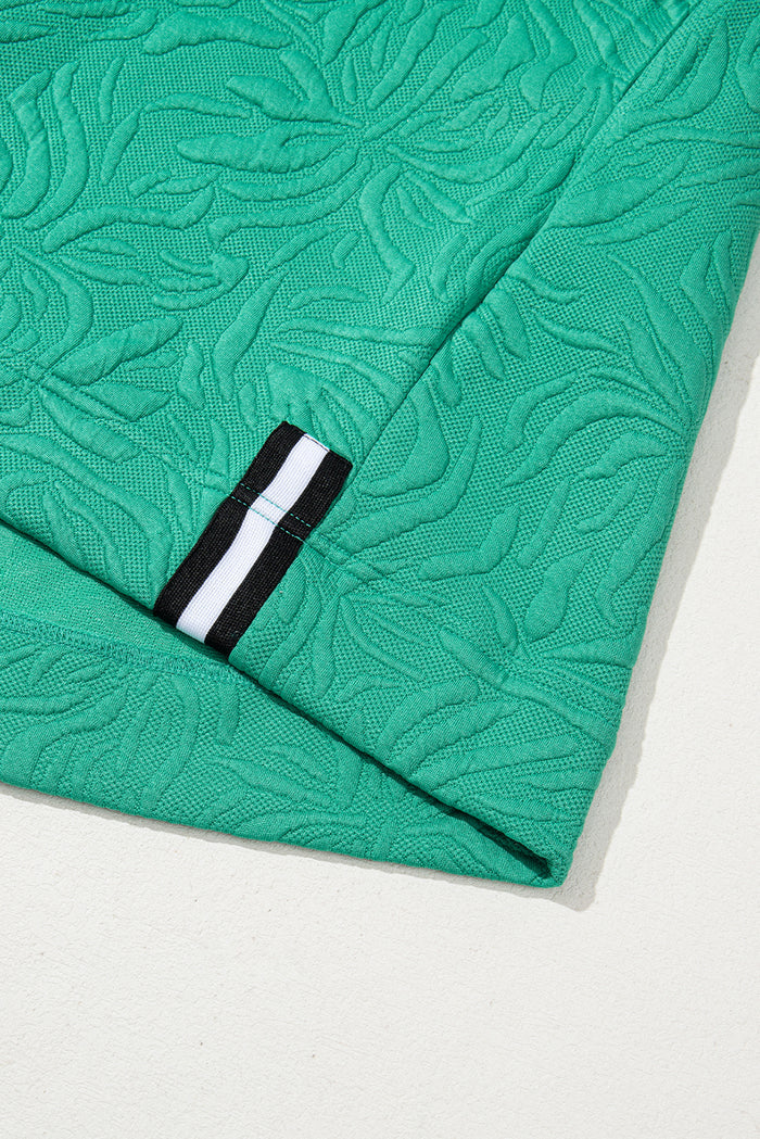 Mini-robe droite en jacquard texturé avec fermeture éclair sur un quart et vert d'eau