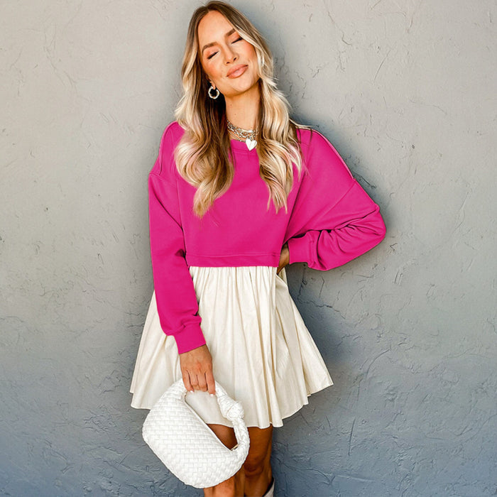 Mini-robe en popeline sweat rouge rose