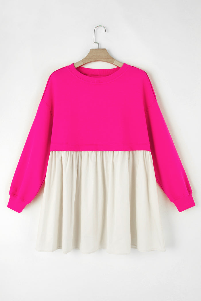 Mini-robe en popeline sweat rouge rose