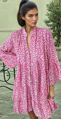 Mini-robe rose vif imprimée léopard *