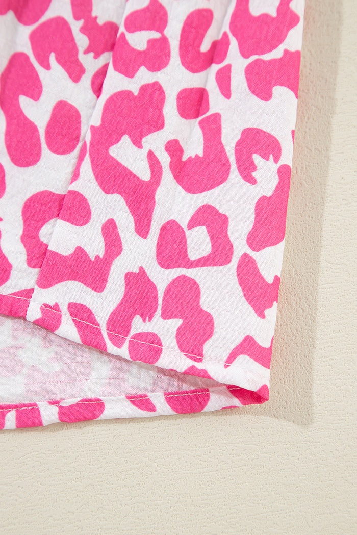 Mini-robe rose vif imprimée léopard *