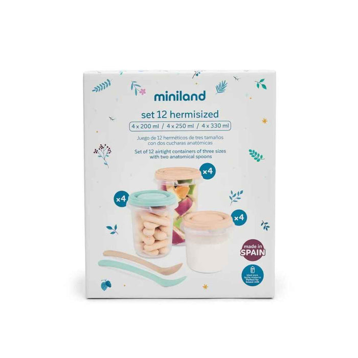 Miniland® Set 12 posodic za shranjevanje Dreamland 200/250/330ml Miniland