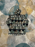 Mint Green Brown White and Black Patterned Fleece