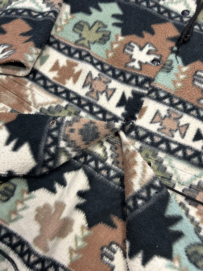Mint Green Brown White and Black Patterned Fleece