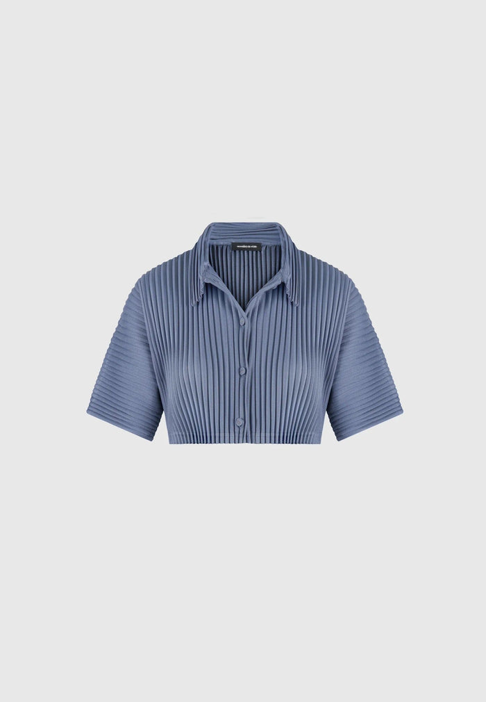 M⁠ona - Pleated Cropped Shirt - Black