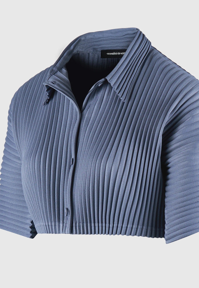M⁠ona - Pleated Cropped Shirt - Black