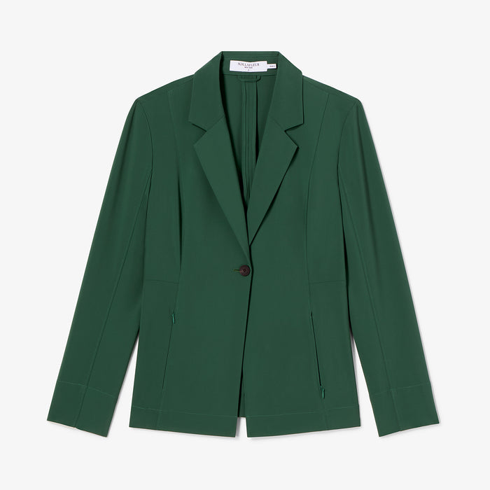Green blazer on a white background