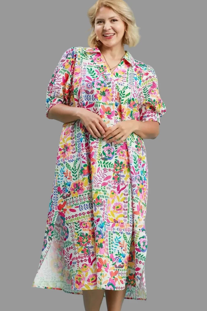 Umgee Plus size floral printed midi dress