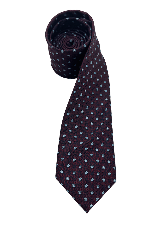 Murray Aubergine Light Blue Floral Tie