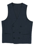 Navy 339 Double Breasted French Linen Waistcoat