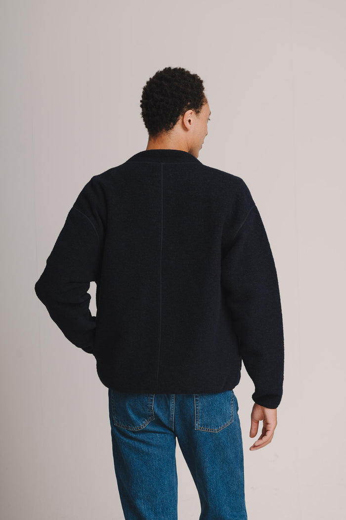 Navy Boiled Wool Jacket, Chore Jacket - SIRPLUS