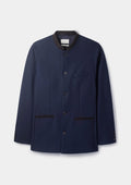Navy & Brown Wool Cashmere Nehru Jacket, Nehru Jackets - SIRPLUS
