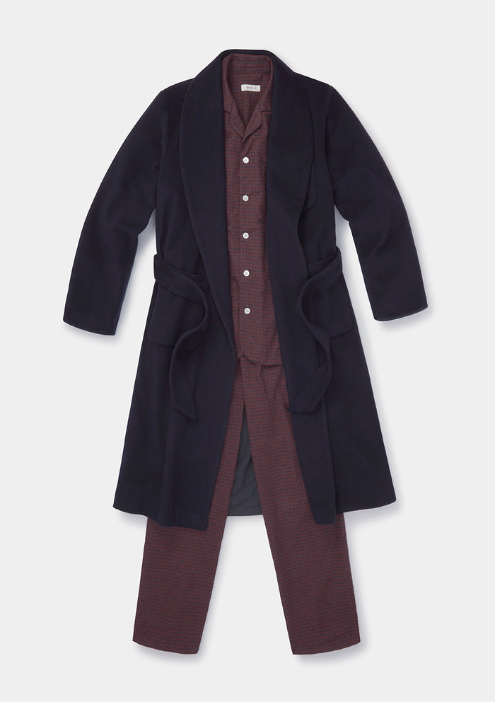 Navy Cashmere Dressing Gown, Dressing Gown - SIRPLUS