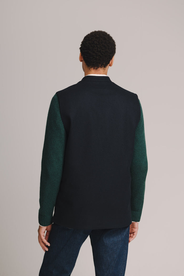 Navy Cashmere Nehru Waistcoat, Nehru Waistcoat - SIRPLUS