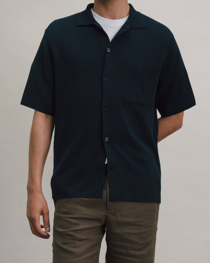 Navy Cotton Knit Polo