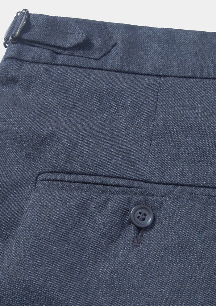 Navy Cotton Linen Formal Trousers, Formal Trousers - SIRPLUS