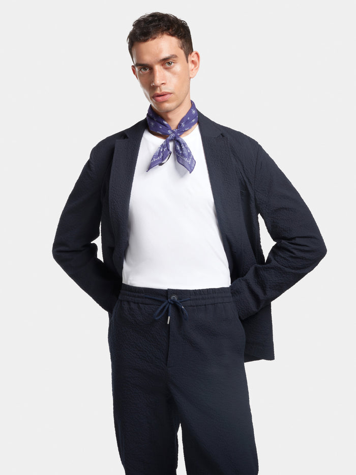 Navy Cotton Seersucker Blazer, Blazer - SIRPLUS