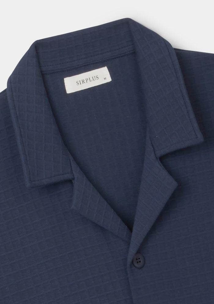Navy Graph Jersey Cuban Shirt, Polo Shirt - SIRPLUS