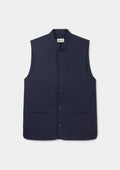Navy Herringbone Cotton Linen Nehru Waistcoat, Nehru Waistcoat - SIRPLUS