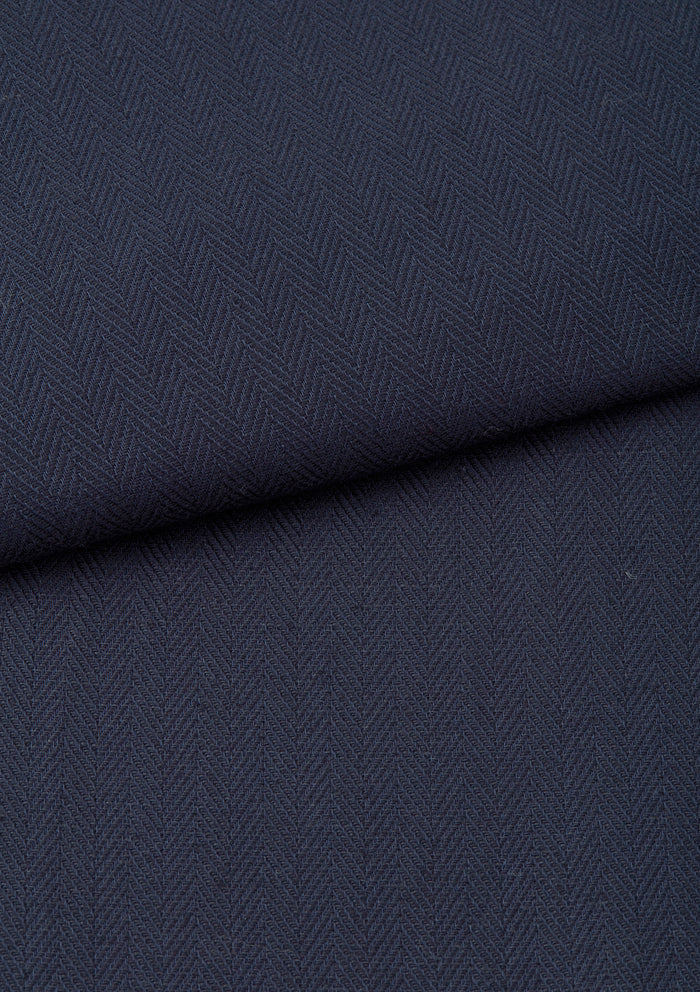 Navy Herringbone Cotton Linen Nehru Waistcoat, Nehru Waistcoat - SIRPLUS