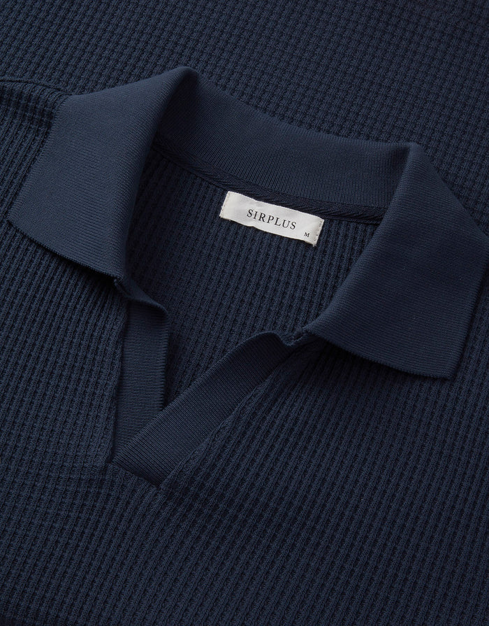 Navy Jersey Waffle Resort Polo, Polo Shirts - SIRPLUS