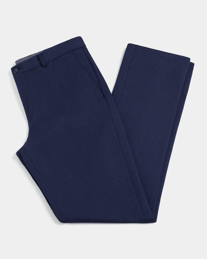 Navy Knitalia Solid Formal Trouser - Clark
