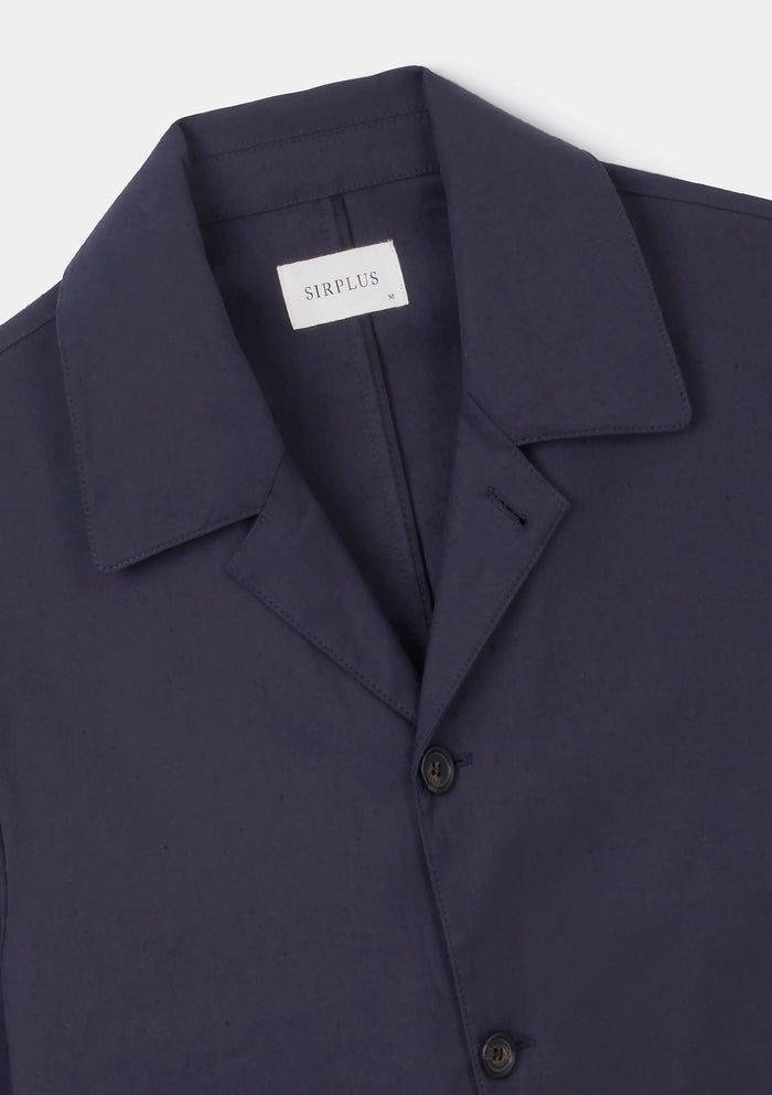 Navy Linen Blend Flap Pocket Jacket, Chore Jacket - SIRPLUS