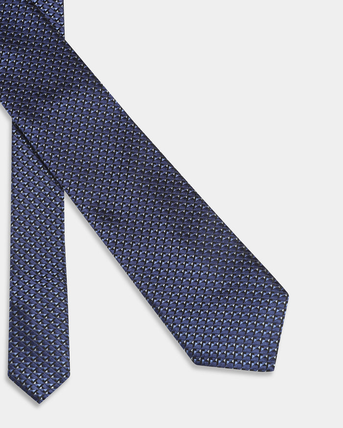 Navy Silk Jacquard Tie - Barclay