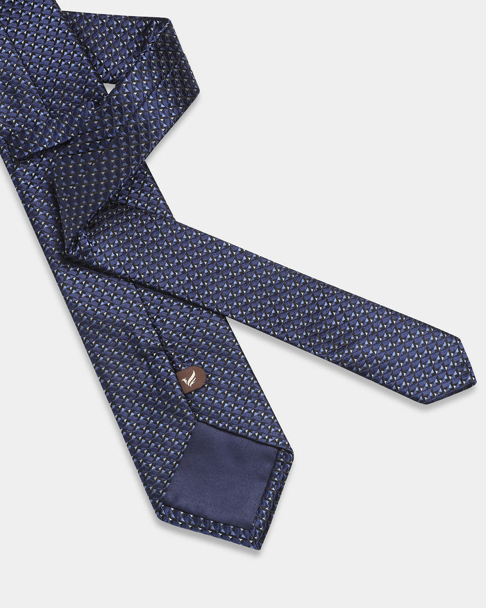 Navy Silk Jacquard Tie - Barclay