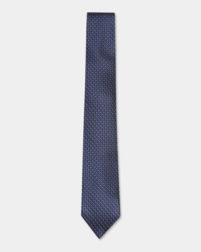 Navy Silk Jacquard Tie - Barclay