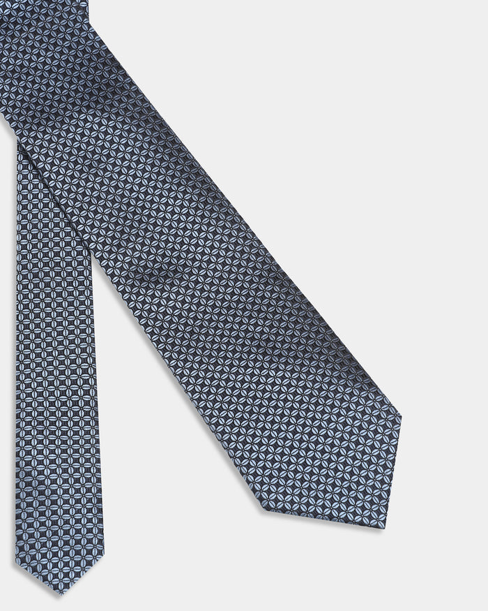 Navy Silk Jacquard Tie - Busan