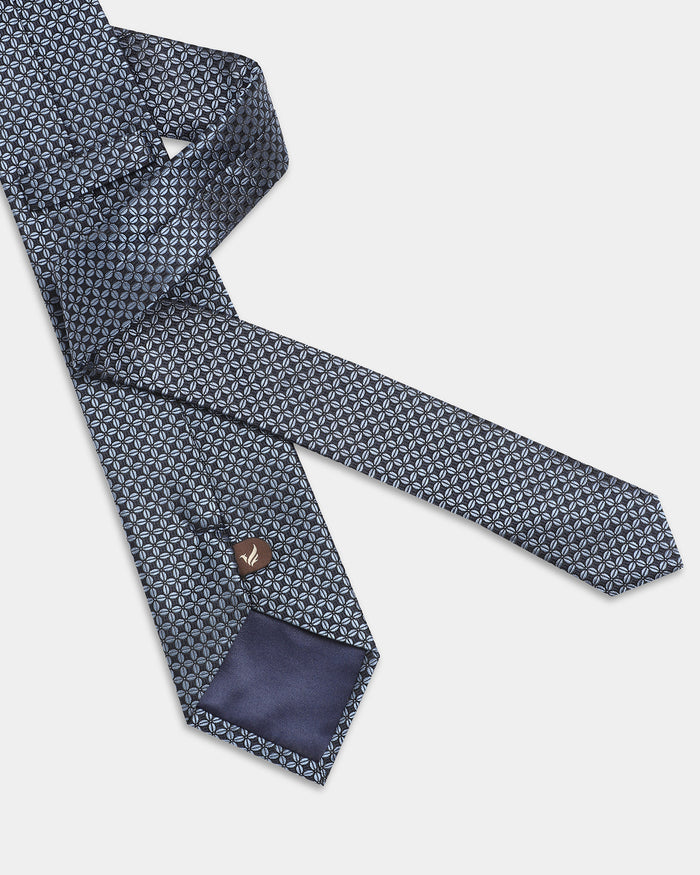 Navy Silk Jacquard Tie - Busan