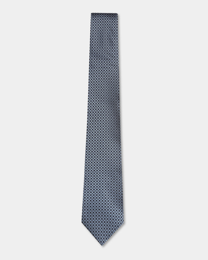 Navy Silk Jacquard Tie - Busan