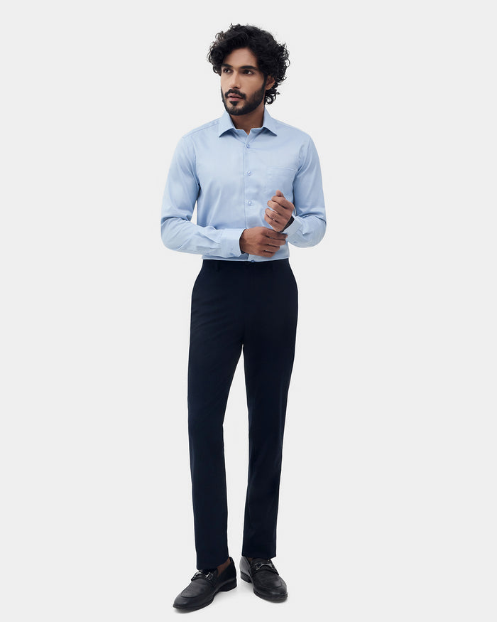 Navy Solid Formal Trouser - Travis