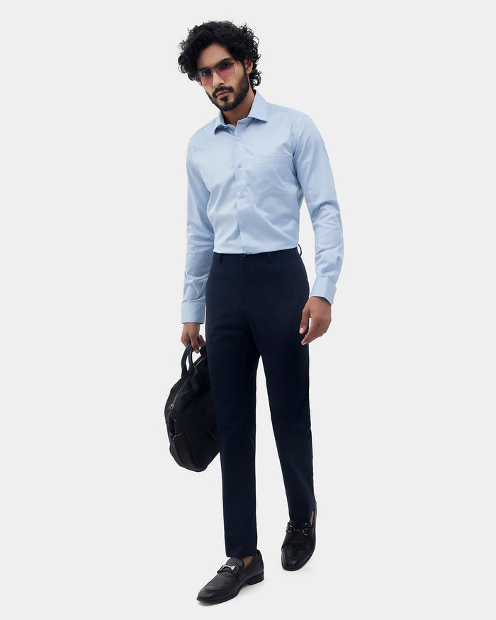 Navy Solid Formal Trouser - Travis