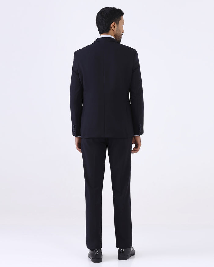 Navy Three Piece Solid Suit - Zelm