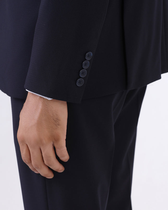 Navy Three Piece Solid Suit - Zelm