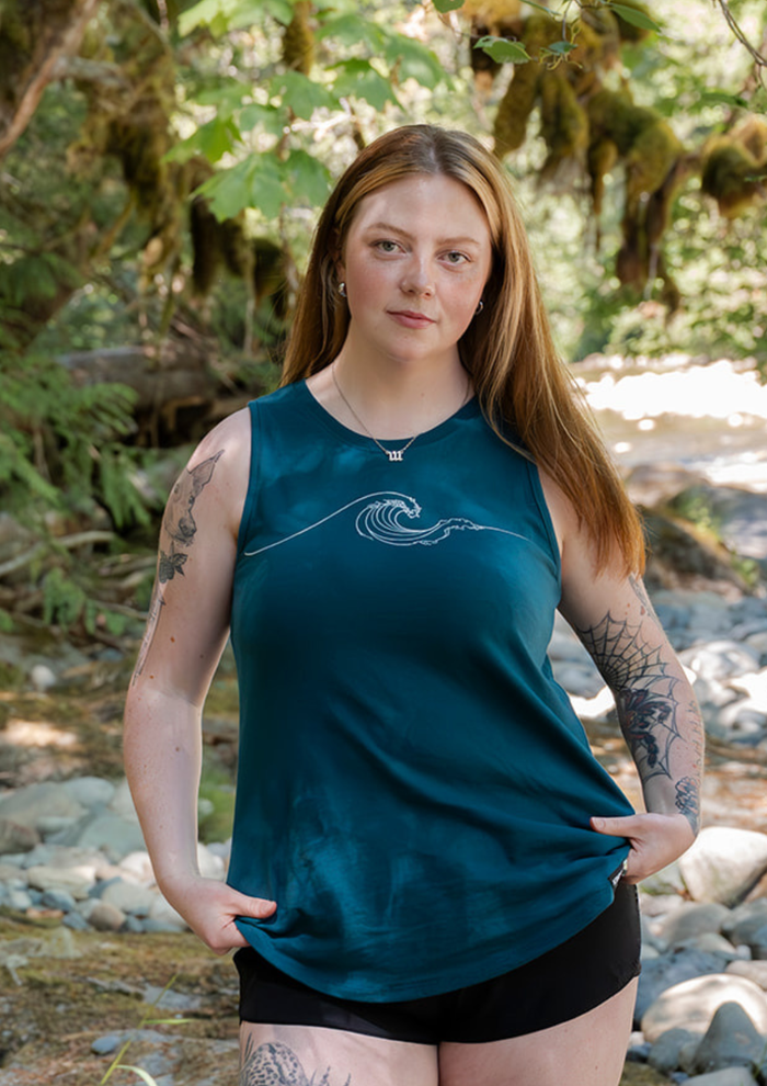 NEW WAVE - Women's Relaxed 100% Organic Cotton Tank Top - Ocean