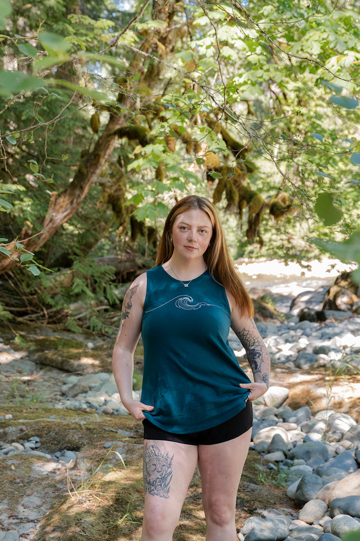 NEW WAVE - Women's Relaxed 100% Organic Cotton Tank Top - Ocean