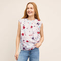 Front image of a woman wearing the Nika Top in Brushed Floral | Lead