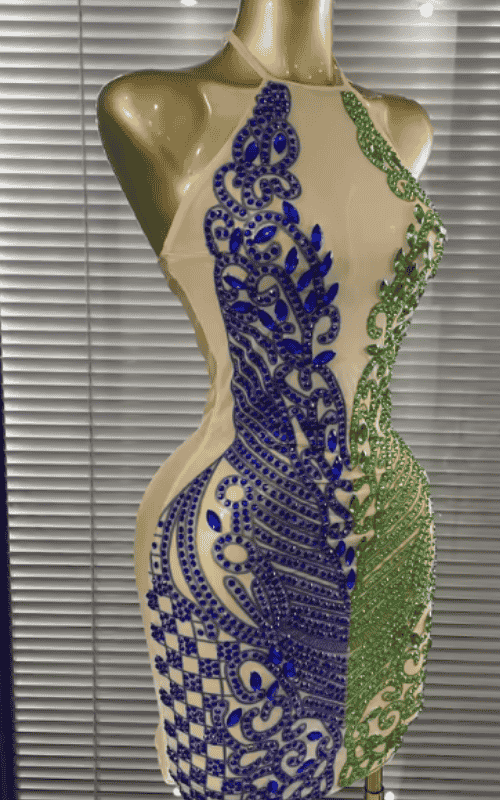Nina Sparkly Crystal Halter Backless Bodycon Mini Dress