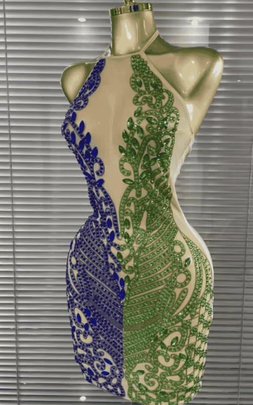 Nina Sparkly Crystal Halter Backless Bodycon Mini Dress