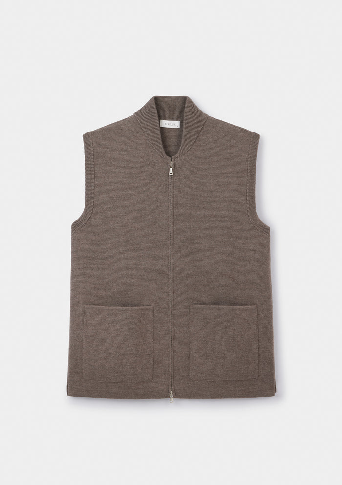 Oatmeal Merino Knit Gilet, Gilet - SIRPLUS