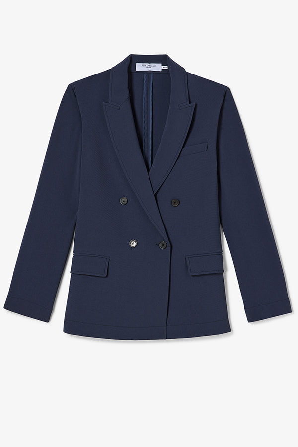 Navy blue blazer on a light gray background | Exclude | Still